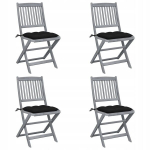 Puidust s&ouml;&ouml;gitoolid patjadega, hallid, 4 tk