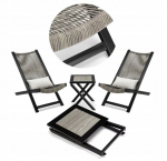 Terrassi- ja aiam&ouml;&ouml;bli komplekt 2 lamamistooli ja laud must + padjad