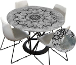 Morbuy v&auml;lim&ouml;&ouml;bli laudlina, &uuml;mmargune, 120 cm, elastne, pestav, vett h&uuml;lgav, vetth&uuml;lgav efekt, hall mandala aia laudlina, ideaalne 100&ndash;110 cm laudadele