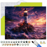 Maalid numbrite j&auml;rgi Raamil Oh Art! Maastik, Tuletorn tormis 40x50 cm