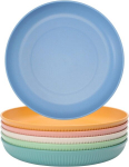 6 taldriku komplekt, pikniku taldrikud, matka taldrikud, purunematud taldrikud, korduvkasutatavad plasttaldrikud, kukkumisvastased, n&otilde;udepesumasinas pestavad, 22,5 cm, 6 v&auml;rvi