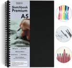 Bindomatic Agility A5 joonistusplokk - premium spiraalk&ouml;ites visandiraamat 240 g/m&sup2; v&auml;rvimisplokk ja visandiraamat - sobib suurep&auml;raselt akr&uuml;&uuml;lile, tindile ja s&ouml;ele - valmistatud Portugalis, El - 30 lehte