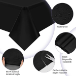 20 pakki &uuml;hekordselt kasutatavaid laudlinu must ristk&uuml;likukujuline plastikust laudlina 137 cm x 274 cm premium plekikindel / veekindel laudlina s&uuml;nnip&auml;evaks, pulmadeks, peoks, grillimiseks, pikniku kaunistamiseks