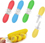 Ingjia 8 tk maisivarraste komplekt, maisihoidja, roostevabast terasest maisit&otilde;lviku vardad, maisihoidjad, maisipulgad grillimiseks, puuvilkahvlid, k&ouml;&ouml;git&ouml;&ouml;riist, roostevabast terasest maisihoidjad, mustad