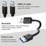 Bivofu 2 x kiire Usb 3.0 kaabel, 0,5 m Usb A kuni Usb A kaabel kiireks 5 Gbps andmeedastuseks - &uuml;hildub printerite, s&uuml;learvutite, k&otilde;vaketaste, kaameratega