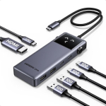 Ugreen Uno Usb C jaotur 10 Gbps 4k @ 60hz Hdmi intelligentne Led-ekraan Usb C adapter 2 x Usb A & 2 x Usb C multiport adapter Pd 100 W, &uuml;hildub Iphone 16, Ipad Pro/air, Macbook Pro/air, Steam Deck