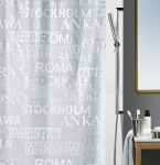 Spirella Cities Peva plastikust l&auml;bipaistmatu du&scaron;ikardin, 180 x 200 cm, h&otilde;bedane/valge
