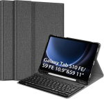 Fintie Klaviatuurikohver Samsung Galaxy Tab S10 Fe/s9 Fe 10.9 Tolli/s9 11 tolli tahvelarvutile, klaviatuurikate magnetilise eemaldatava saksa Bluetooth-klaviatuuriga, tumehall