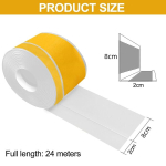 Bechoanigel isekleepuv p&otilde;randaliist, 80 mm x 20 mm x 24 m, pehme p&otilde;randaliist, isekleepuv, pvc nurgaliist, isekleepuv, p&otilde;randaliistud, painduvad, sobib k&ouml;&ouml;ki ja vannituppa (valge)
