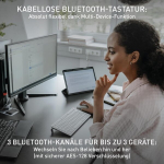 Cherry Kw 7100 Mini Bt kompaktne mitme seadme klaviatuur 3 Bluetooth kanaliga, saksa paigutus (qwertz), lame disain koos kandekotiga, Cherry Blossom