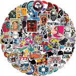 Cool Style kleebised, veekindlad vin&uuml;&uuml;l rock style kleebised s&uuml;learvutile, veepudelile, rulale, jalgrattale, kiivrile, kitarrile, reisikohvrile, pagasile, m&ouml;&ouml;blile, scrapbook'ile, mobiiltelefoni &uuml;mbrisele [100 tk pakis]