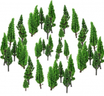 50 mudelpuu miniatuurikomplekt, mudelhoone puud H0, rongipuud raudtee maastiku dioraamile, arhitektuuripuud lauaplaadile, isetegemise maastikule, minimudelland&scaron;aftile, naturaalne roheline