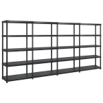 vidaXL hoiuriiul, 5-korruseline, must, 366 x 45,7 x 185 cm, plast