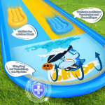 Charmofun 700 cm laste veeslide, 1,8 m veeslide, aia veepihusti 2 lainelauaga, sisseehitatud sprinkleriga t&auml;ispuhutav topeltslide, veem&auml;nguasi suviseks basseini v&auml;litingimustes