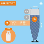 Laundryspecialist Comfort 3-kihiline triikimislaua kate - suurus Xl universaalne max 52 x 138 cm - saadaval kolmes suuruses - valmistatud 100% puuvillast paksu molton-kihiga - eriti mugav triikimine