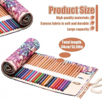 Kwkpr l&otilde;uendist pliiatsirull, pliiatsikott, rullitav pliiatsikott, pliiatsirull 24 auguga, v&auml;rvilised pliiatsid, pliiatsikott, kaasaskantav, teismelise kott, pliiatsid, pliiatsikott kooli ja kontorisse, roosa, s, vabaaja