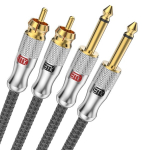 Emk rca kuni 1/4 kaabel, topelt-rca kuni topelt-1/4" ts stereoheli &uuml;henduskaabel, patch cord juhe kodukinole, v&otilde;imendile, kitarrile, klahvpillidele, klaverile, mikserile, dvd-m&auml;ngijale, k&otilde;larile (0.6m, h&otilde;bedane)