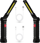 2 tk usb laetavat inspektsioonivalgustit led t&ouml;&ouml;valgusti cob ja smd-ga, 360&deg; p&ouml;&ouml;ratav, magnetiline alus ja konks, 5 režiimi, veekindel magnetiline t&ouml;&ouml;koja lamp autole, telkimiseks, h&auml;daolukordadeks, autoremondiks