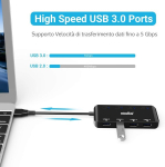 Atolla Usb jaotur 3.0 4 porti &uuml;li&otilde;huke Usb jagaja andmeedastuseks ja s&uuml;nkroonimiseks individuaalsete toitel&uuml;litite ja Led-idega