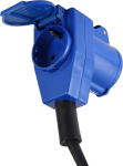 Electraline 55092 matkaadapteri kaabel 1.5 m/pikendusadapteri pistik ja Cee nurk&uuml;hendus schuko pesaga, kummikaabel H07rn-f 3g1.5, v&auml;litingimustes kasutamiseks Ip44, must