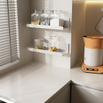 Giznzg Akr&uuml;&uuml;lseinariiul, 2 tk, seinariiulid, ei vaja puurimist, 34 cm seinariiul, du&scaron;iriiul, raamaturiiul elutuppa, vannituppa, magamistuppa, k&ouml;&ouml;ki (valge)