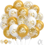 G.c 30 &otilde;hupalli komplekt beebipeoks, beebipeo kaunistused, kuldsed valged &otilde;hupallid, kiri "hello Baby" beebipeoks, soo m&auml;&auml;ramise peo kaunistus, s&uuml;nnip&auml;eva kaunistus, poistele ja t&uuml;drukutele