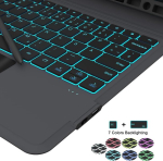Klaviatuurikohver samsung galaxy tab s10+/s9 fe+/s9+ plus 12.4 tolli jaoks: 7 v&auml;rvi valgustus ja qwertz paigutusega klaviatuur puuteplaadiga | tab s9plus/s10 plus 5g tahvelarvuti klaviatuuri kaitse&uuml;mbris pliiatsiga