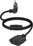 Yanboronsn 90 kraadise nurga all Euroopa toitejuhe l&uuml;litiga, 2.5a 250v pikendusjuhe, toitejuhe lameda Euroopa pistiku ja l&uuml;litiga, 2 x 0.75 mm&sup2; (must, l&uuml;hike)