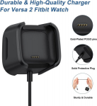 Oumida laadimiskaabel, &uuml;hildub Fitbit Versa 2 laadijaga, 96 cm / 3,14 jala Usb C laadimisjaama kaabel Fitbit Versa 2 jaoks (must)