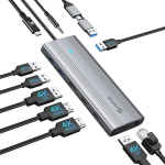 Phixero Displaylink dokk 10-in-1 Usb C dokkimisjaam 2 monitorile 4k @ 60hz Mac M1/m2, Windows, 2-in-1 Usb kaabliga, 2 Hdmi & 2 Displayport, 100w Pd, 3 Usb 3.2 [10 Gbps], Ethernet, Audio