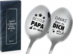 Isadep&auml;eva kingitus isale, isa kingitus, s&uuml;nnip&auml;ev, 2 lusikat kohvilusikad graveeringuga, roostevaba teras, kinkekarbiga, "bester Papa Der Welt, Danke Dass es Dich Gibt"