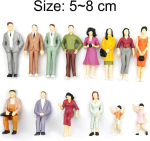 Jinjumei 12 inimfiguuri m&otilde;&otilde;tkavas 1:25, miniatuursed figuurid, v&auml;rvilised inimfiguurid, pisikesed nukumaja figuurid, v&auml;rvitud seisvad ja istuvad m&auml;ngufiguurid mudelraudteedele (juhuslik stiil)