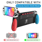 Juspro grip case &uuml;hildub nintendo switch oled mudeliga, unikaalsed switch tarvikud, mugav ja ergonoomiline k&auml;epide 5 m&auml;nguv&auml;ljakuga