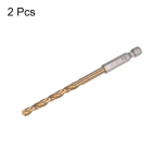 Sourcing map 2 tk 1/4 tolli kuuskantvarrega puuriterad 5.2 mm titaanpuuriterade komplekt M35 kiirl&otilde;iketerasest p&ouml;&ouml;rlev puuriterad 105 mm pikk t&auml;ielik maandus puidule roostevabale terasele metallile plastikule