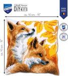 Vervaco ristpistes tikkimiskomplektid padja tikkimiskomplekt algajatele eeltr&uuml;kitud rebased s&uuml;gisel diy komplekt loominguline komplekt t&auml;iskasvanutele dekoratiivpadi u. 40 x 40 cm k&auml;sit&ouml;&ouml;komplekt k&auml;sit&ouml;&ouml;lise kodu