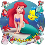 Tordikate 30cm - Merineitsi Ariel + Nimi + Tasuta! 24cm 26cm
