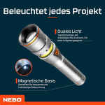 Nebo Franklin Twist - taskulamp - laetav led taskulamp - t&auml;ielikult laetav, k&auml;ed-vabad, 6 valgusrežiimi - 360 kraadi laternarežiim - matkatarvikud