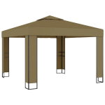 varjualune, topeltkatusega, 3x3x2,7 m, pruunikashall, 180 g/m&sup2; CFE90641