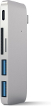 Satechi alumiiniumist type-c usb 3.0 3-in-1 combo hub usb-c pass-through &uuml;hendusega 2015/2016/2017/2018 macbook 12-tollisele (h&otilde;bedane)
