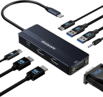 Usb-c dokk 8-&uuml;hes 2x 4k Hdmi, Vga, Pd 100w