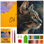 Teemantmosaiigi komplekt 5D raamiga Oh Art! Valvas kass, 40x50 cm