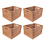 Creative Home 4x Punutud korv | 40x30x24 cm (+/- 2 cm) | K&auml;sitsi punutud | Esemete hoidja, dokumentide, m&auml;ngude hoiustamiseks | Mugavus vannitupile