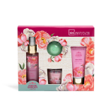 Komplekt Idc Institute Scented Garden naistele: kehahooldussprei, 100 ml + k&auml;tekreem, 75 ml + vannipomm, 60 g + k&uuml;&uuml;nal, 1 tk.
