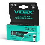 Laetav aku Videx Li-Ion 18650-P, 3400mAh, 3.7V, 1tk