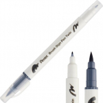 Pintselpliiats Brush Sign Pen Twin helehall kahepoolse pintselotsaga, Pentel /12