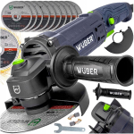 Nurglihvimismasin Wuber WR-AG-1600R, 1200 W, 125 mm, kiiruse reguleerimisega, 10 ketta komplekt