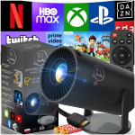 Projektor Mini LED-projektor Heelly Android Obrotowy 4K Mini, 250 ANSI, Full HD, WiFi, Bluetooth, 180&deg; p&ouml;&ouml;ratav, must