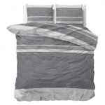Voodipesukomplekt, flanell, tumehall triipudega, "Skylar"