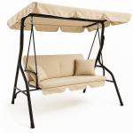 Beeži v&auml;rvi aiakiik 3 inimesele varikatuse ja patjadega