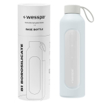 Klaasist veepudel 1l koos m&otilde;&otilde;tetassiga, mis on suletud fitness office Wessper B1